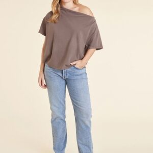 Nuuds off the shoulder tshirt: size medium and color- mocha
